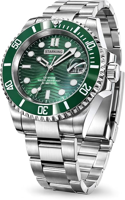 STARKING Automatic Watches for Men, Miyota 8215 Japanese Automatic Movement, Sapphire Crystal, 5ATM Waterproof, Stainless Steel, Auto Date, Green