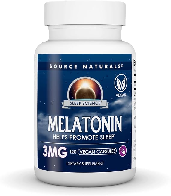 Source Naturals Melatonin, Helps Promote Sleep - 3 mg - 120 Vegan Capsules