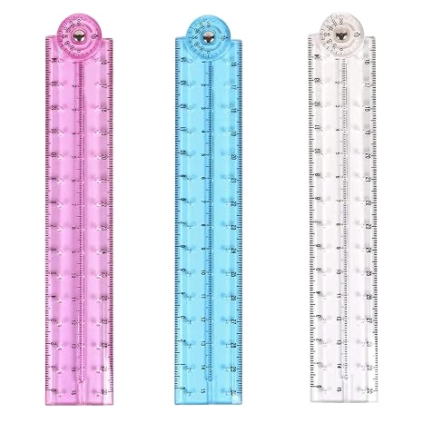 3 Pcs Ruler 30cm Foldable, Clear Fold, Easy Read Reusable for School Student, Daily Mathematics Geometry Learning