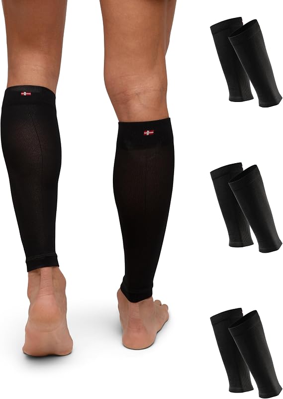 DANISH ENDURANCE Calf Compression Sleeve, 21-26 mmHG, Legs & Shin Supports for Men and Women, 1 or 3 Pack