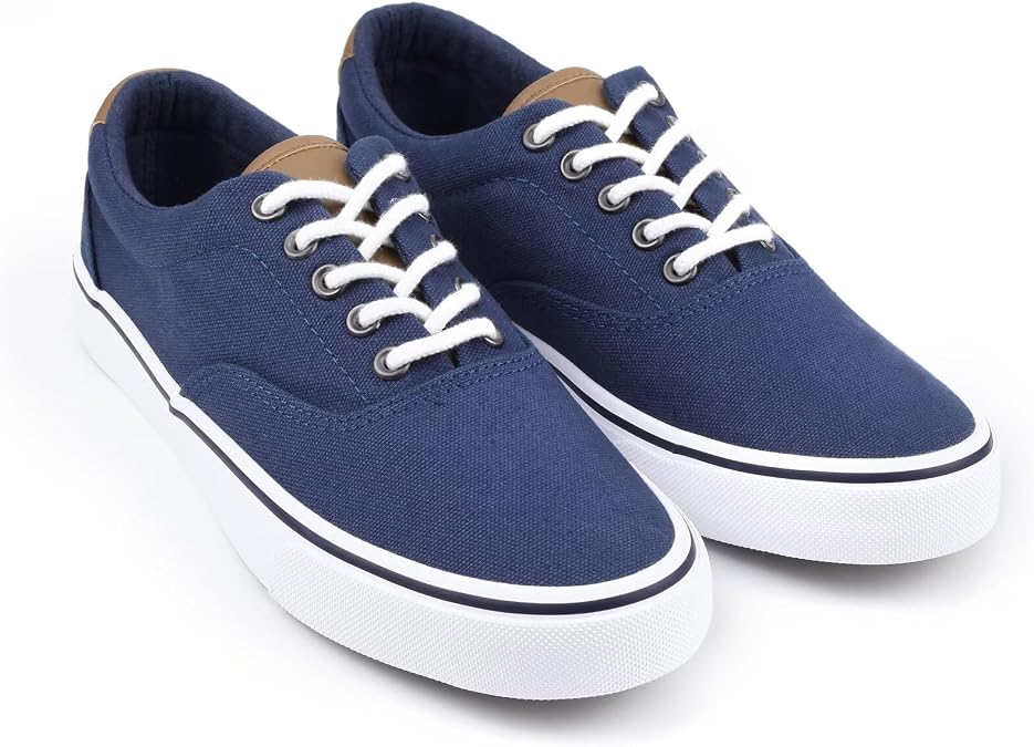 ANTLULU Mens Canvas Shoes Low Top Fashion Sneakers Lace Up Casual Shoes, 13, Dk.blue