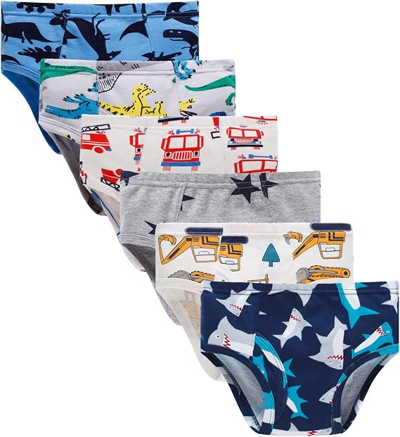 Boboking Little Boys Cotton Briefs Soft Dinosaur Truck Toddler Underwear