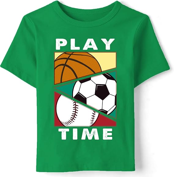 Boys T-Shirts Summer Basketball Baseball Soccer Graphic Kids Short Sleeve Cotton Tees Tops