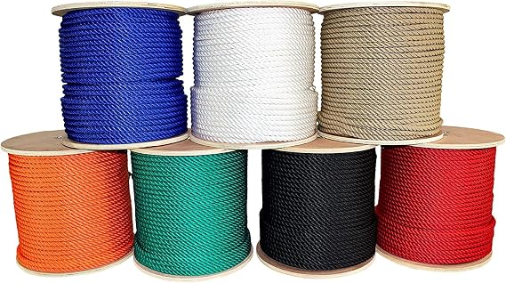 RopeHub Twisted Polypropylene Rope, Utility Cord - 1/2" x 50ft - Black