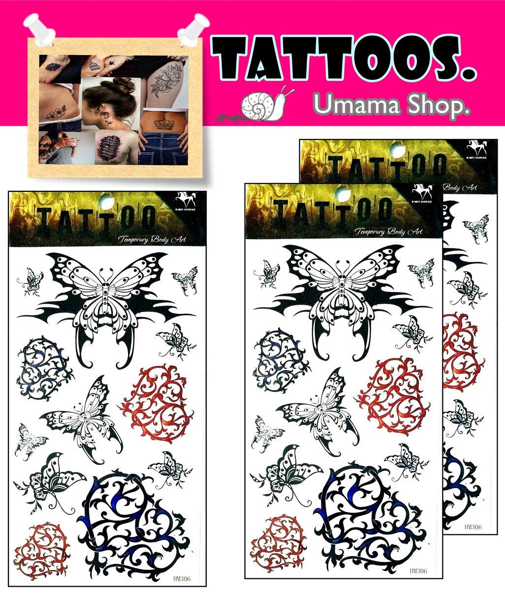 Umama Tattoos 3 Sheets Beautiful Fantasy Cartoon Tattoos Butterfly Flower vines Pattern Tattoo Sticker 3D Waterproof Disposable Pattern Body Art Temporary for Men Women