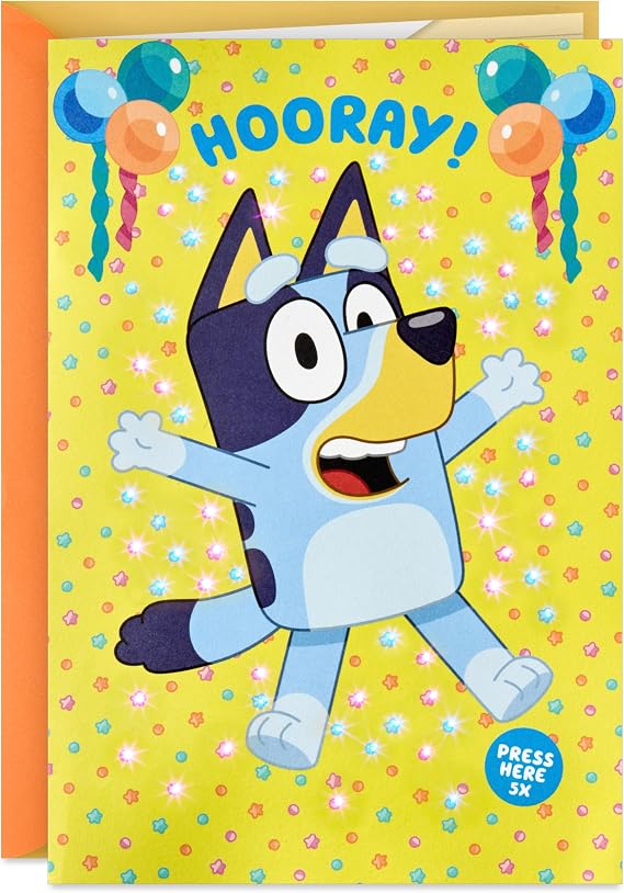 Hallmark Bluey Birthday Card for Kids (Hooray! Happiest Day Ever)