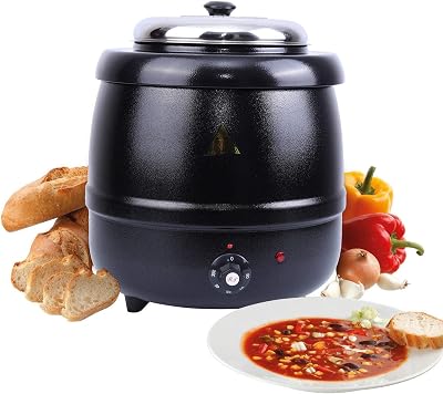 Black Soup Kettle Warmer Commercial 10L Catering Kitchen Heater Electric Pot 10L