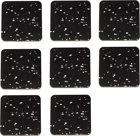8 Pcs 3.94" x 3.94" x 0.6" Treadmill Mat Pads for Walking pad, Exercise Bike,Exercise Equipment, Noise Reduce & Shocking Absorbing Rubber & Eva Mat for Protect Floors Black