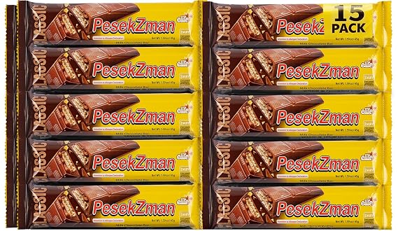 Elite Classic Pesek Zman Chocolate Bars, 15 Bars | Crispy Wafer & Hazelnut Cream, Milk Chocolate Coated, Product of Israel