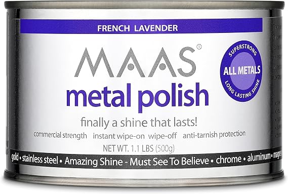 MAAS Metal Polish 1.1lb Can, Universal Metal Cleaner for All Metals, Clean, Polish, and Protect Silver, Gold, Brass, Copper, Stainless Steel, and More, Tarnish Remover and Silver Cleaner for Jewelry