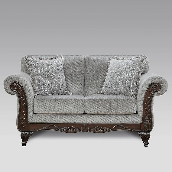 Vintage Inspired Carved Frame Loveseat