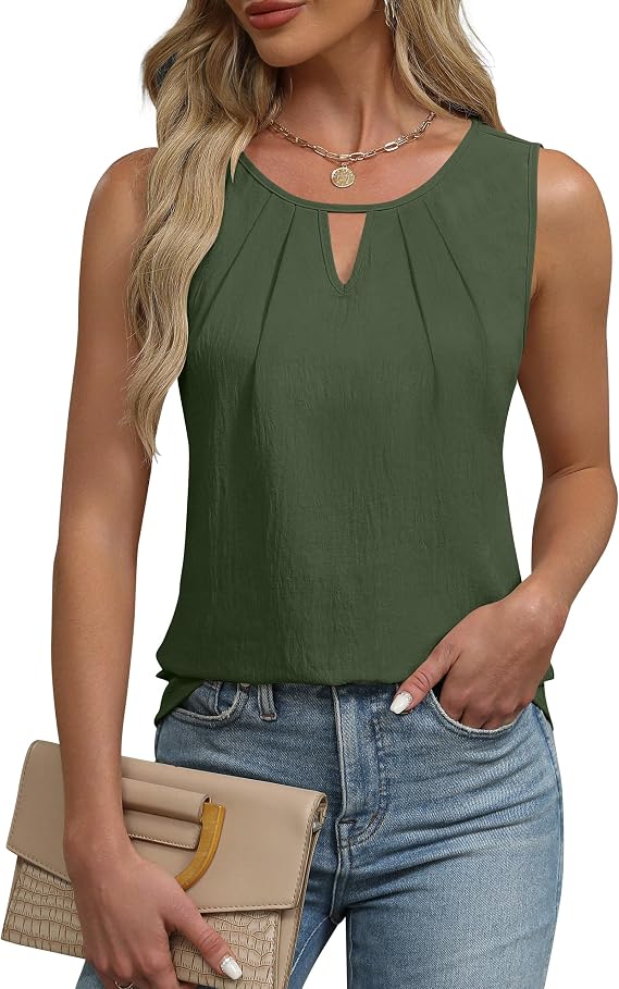 Blooming Jelly Womens Sleeveless Tank Top Business Casual Work Blouses
