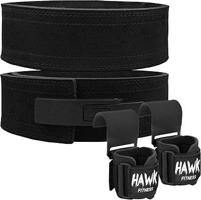 Weightlifting Belt for Men and Women Large 38-44 Lever Belt & Weightlifting Hooks with Wrist Straps