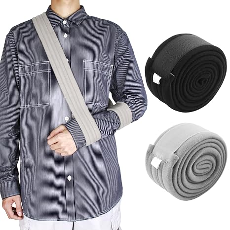 Arm Sling,Adjustable Arm Support Strap 2Pcs,Shoulder Immobilizer for Injury | Forearm Strap for Elbow Wrist Injuried, Torn Rotator Cuff, Clavicle Injury Broken Black & Gray