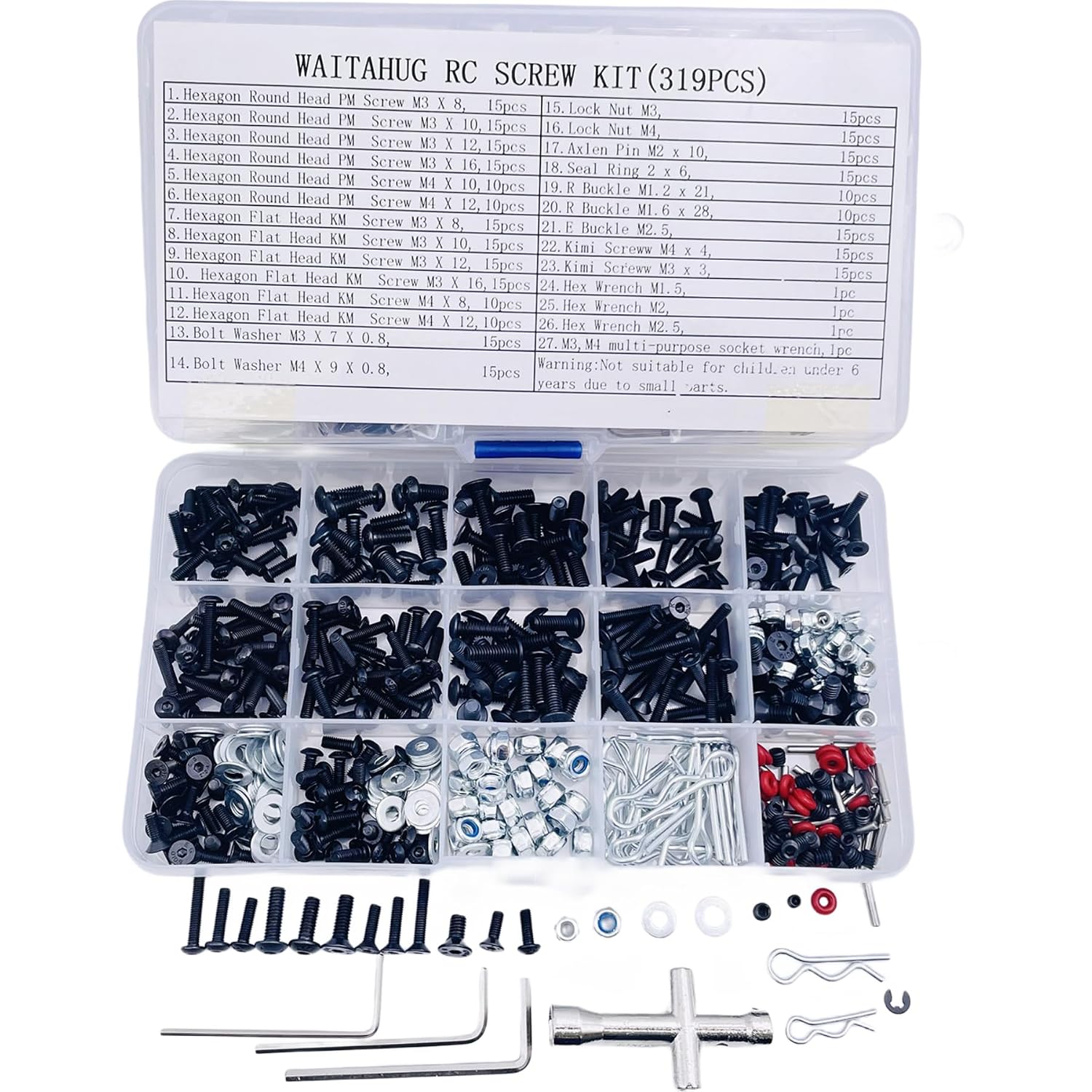 634pcs Universal RC Screw Assortment kit-Fasteners for Traxxas Axial Redcat HPI Arrma SCX10 Losi Scale RC Cars-18 110 112 RC truck,tracked car,remote control car, repair tools for off-road vehicles