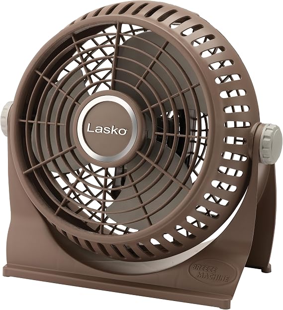 Lasko 505 Small Desk Fan with10-Inch Pivoting Head, Portable Electric Plug-In Table Fan Creates a Quiet Personal Cooling Breeze, Ideal for Travel, Bedroom, Dorm, and Office Bronze