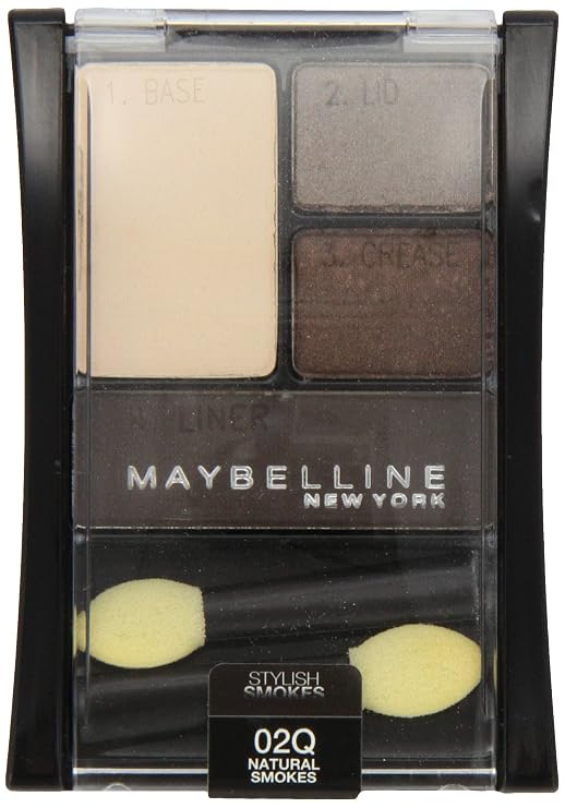Maybelline New York Expert Wear Eyeshadow Quads, Stylish Smokes, 02q Natural Smokes, 0.17 Ounce