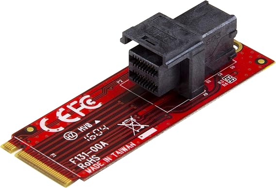 StarTech U.2 to M.2 Adapter, U.2 PCIe NVMe SSD, M.2 x4, TAA (M2E4SFF8643) | 1x U.2 NVMe/AHCI SSD/drive, M.2 PCIe x4 host interface, Mini-SAS HD SFF-8643, PCIe 4.0, Backward compatible