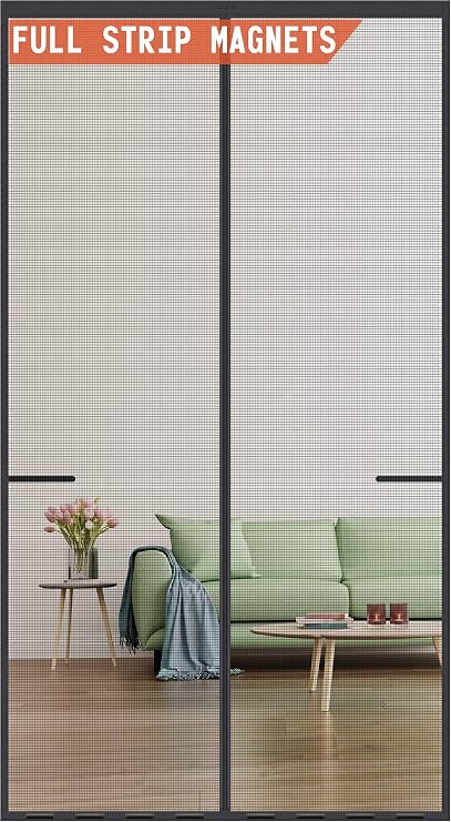 Magnetic Fiberglass Screen Door Mesh -Full Strip Magnets for Door to 37x 82