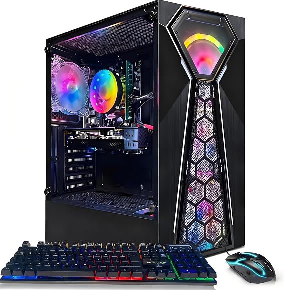 STGAubron Gaming PC Desktop,Core i5-9400F,RX 580 16G,16G DDR4,512G SSD | Gaming Computer Tower for Streaming,Video Editing,Home,School,I5 up to 4.1GHz,ARGB Fan,WiFi,BT 5.0,4K DP,HDMI,Win11 Home