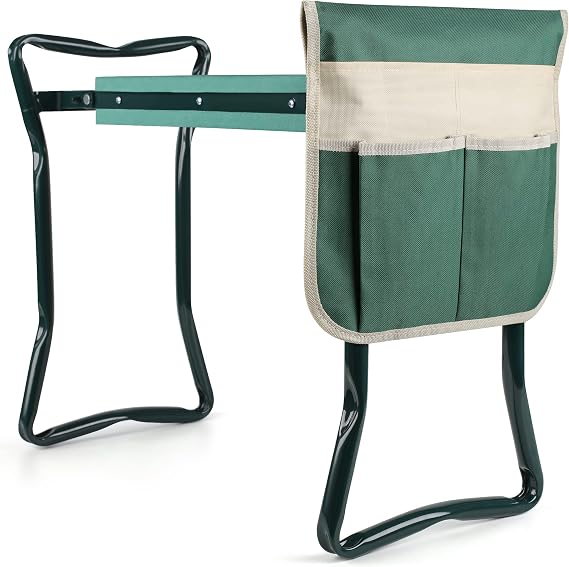 Foldable Garden Kneeler and Seat Heavy Duty Gardening Stool Kneeling Bench with Large Tool Pouch and Wider EVA Foam Kneeling Pad, Gifts for Women Men Seniors Gardener