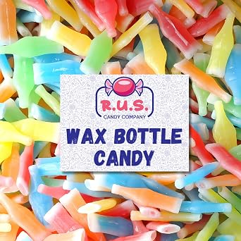 Wax Bottle Candy Bulk 1 Lb Fruity Wax Bottles with Juice Retro Nostalgic Candy Drinks Assorted Flavor Wax Candies Edible Wax Bottle Candies for Parties (1 Pound)