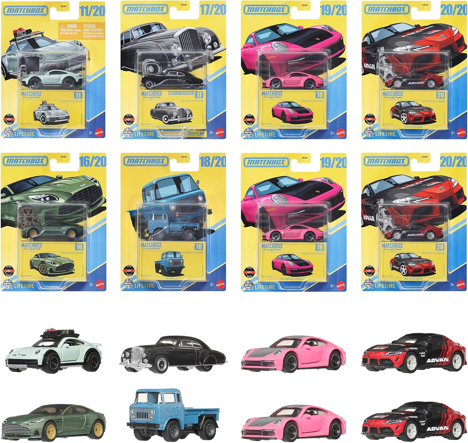 Matchbox GBJ48-987D Collectible Toy Vehicle, Mini Car, Set of 8, Sold in Box, Ages 3 and Up, Multi
