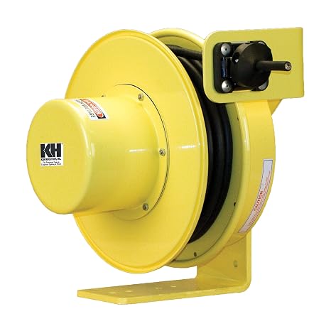 RTF Series ReelTuff Industrial Grade Retractable Power Cord Reel, 14/4 SOOW Cable, 12 Amp, 50' Length, Yellow Powder Coat Finish