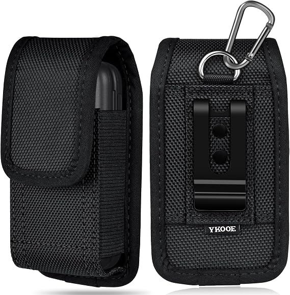 ykooe Nylon Belt Clip Holster Compatible with Nokia 2720 2660 2760 2780, Alcatel Go FlipV, MyFlip, Quickflip, TCL Flip2, Cingular Flip Phone, Black