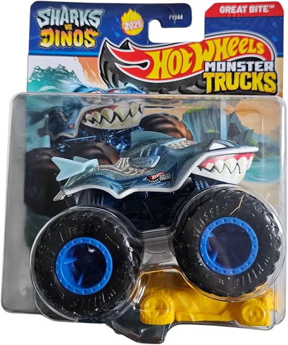 Hot Wheels Monster Trucks Great Bite, Sharks vs Dinos Series, Die-Cast Vehicle