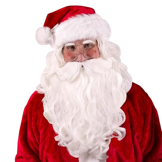 Kangaroo Santa Beard & Wig Set for Adults Wig for Santa Claus Costume