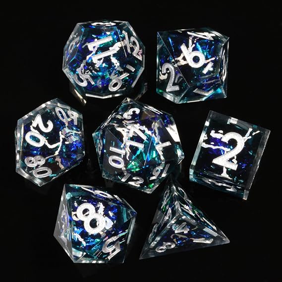 Mini Planet 7 Accessories DND Sharp Edge Polyhedral Dungeons and Dragons Handmade Dice Set