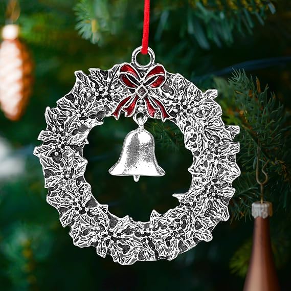 Christmas Decoration Ornament Metal Pendants for Tree Hanging Wreaths Xmas Festive Holidays Home Decor Silver