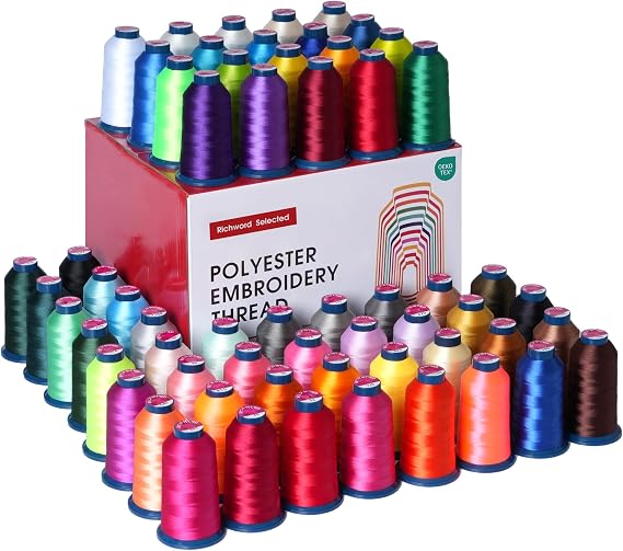 Poolin Embroidery Machine Thread Richword Selected 60 Colors 40WT (108D/2) Polyester Thread Kit Each Cone 4000M (4374Y)
