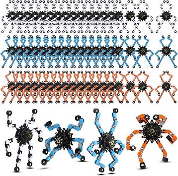 Jerify 40 Pack Funny Sensory Fidget Toy Transformable Chain Robot Finger Toy DIY Robot Mechanical Spinners Stress Relief Autistic Gifts for Adult Teen Prize Stuffer Party Favor (Cute,Fresh Color)
