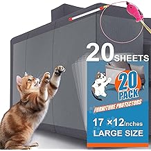 20Pack Cat Scratch Furniture Couch Protector - Large Size 17x12inch Sofa Protectors Tape from Anti Cats Claws Scratching, Chair Corner Guards Cover for Cat Stop Scratching with 50 Twist Pins and Toy