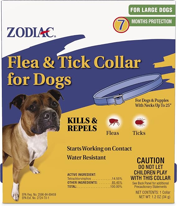 Zodiac Flea and Tick Collar for Large Dogs | Flea and tick prevention for dogs collar, water resistant, up to 7 months