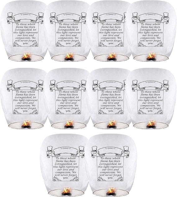 Sky Chinese Lanterns 10Pack Sky Lanterns to Release in Memory Love White Color Large Memorial Paper Lanterns Birthday Wedding Funeral Christmas to Make Wishes (White)