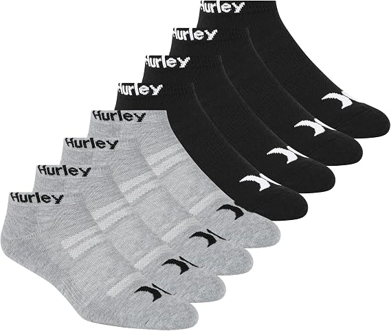 Hurley Men's 8 Pack Sport Cushioned Low Cut Socks Socks