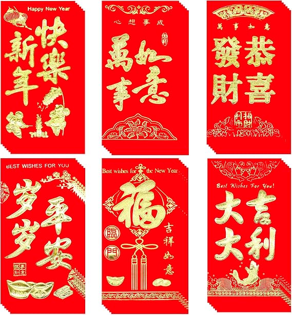 36Pcs Chinese New Year Red Envelopes Snake 2025,Lunar New Year Envelopes,Hong Bao Lucky Money Envelopes,Red Packet Cash Spring Festival Weddings Birthdays