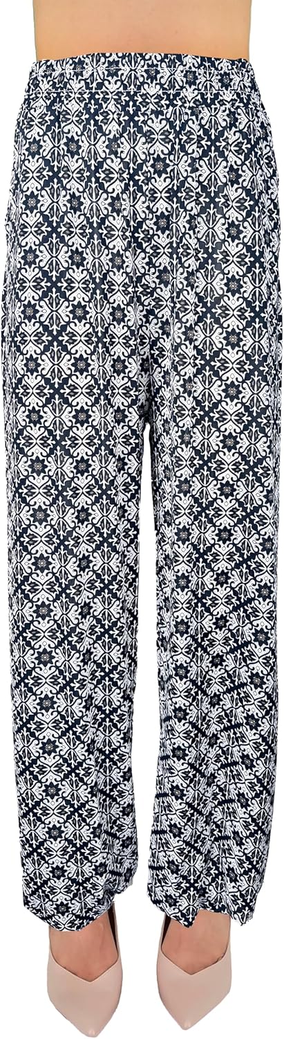JOPHY & CO. Women's Cabana Trousers Made in Italy Lightweight Comfortable Wide Flared Elastic Fabric cod. 6038