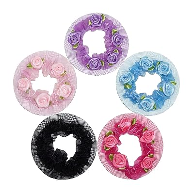 SkatingSpirit Colored Hair Net Ballet Bun Cover for Women and Teens 3 pieces set, for Dance Skating Gymnastic Party Wedding Event BlueBlack