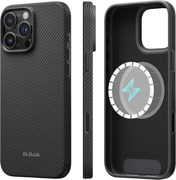 pitaka for iPhone 16 Pro Max Case 6.9", Refined Protection, Black/Grey