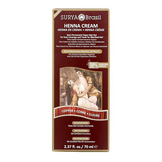 Surya Brasil Henna Cream Hair Color Treatment, Copper, 2.37 oz / 70 ml