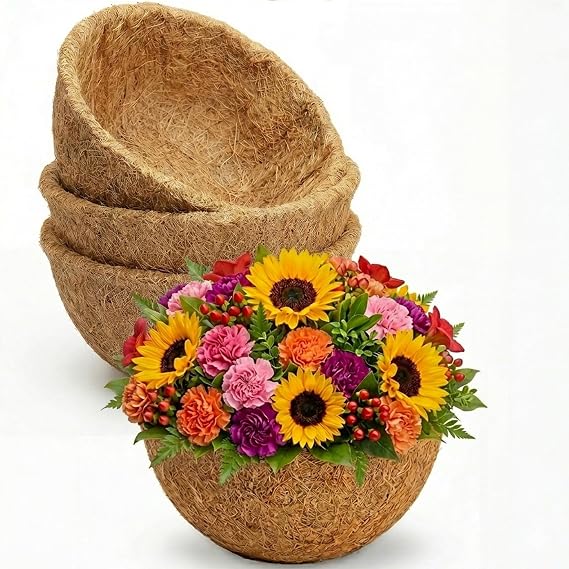 HFHOME 4PCS 12" Round Coco Liner Thick Coco Fiber Replacement Liner