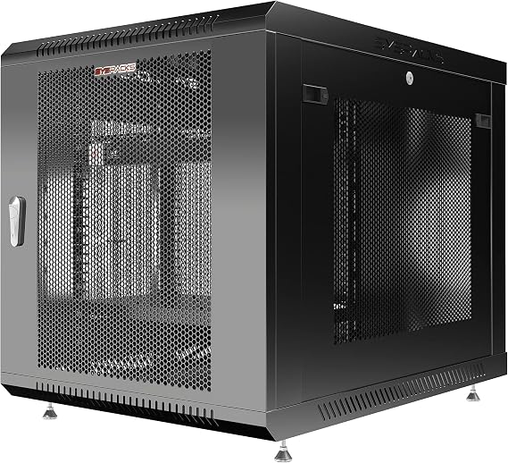 Sysracks 12U MESH Wall Rack Mount Server 35" Deep Network Cabinet, Server Rack with Fan, Removable Side Panels, Locking Glass Door 19" Computer Cabinet Enclosure Network Rack Case 12.900
