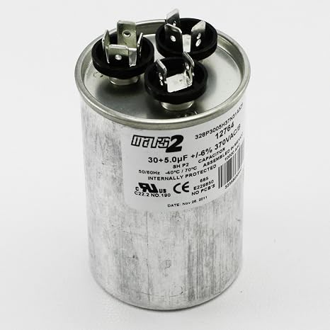 Motor Dual Run Capacitor Round 30 + 5 uf MFD 370 Volt VAC 12764
