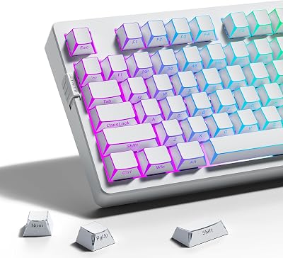 ZORNHER Shine Through Keycaps,Arris & Keys Backlit,607596Full Size, Double Shot,OEM Profile,136 Keys Side Printed Custom Keyboard Keycaps Set for Mechanical Gaming Keyboard
