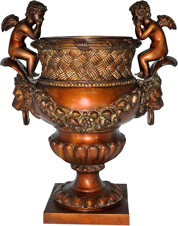 Classic Luxury Double Cherub Bronze Garden Urn
