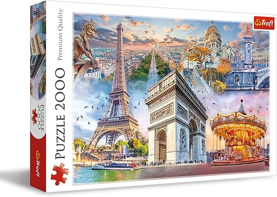 Trefl Weekend in Paris 2000 Piece Jigsaw Puzzle Red 38"x27" Print, DIY Puzzle, Creative Fun, Classic Jigsaw for Adults and Children from 14 Years Old